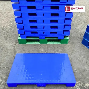 Pallet Nhựa Mặt Kín 600x1000x100mm Xanh HDPE Nguyên Sinh