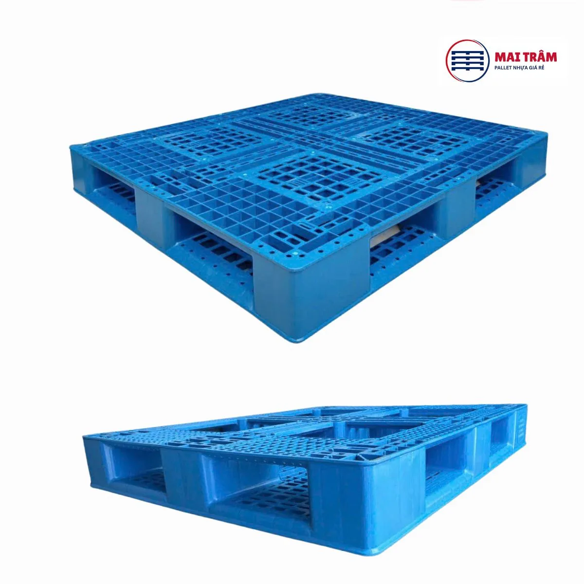 Pallet Nhựa Siêu Tải 1100x1200x150mm HDPE Tái Sinh + Nguyên Sinh