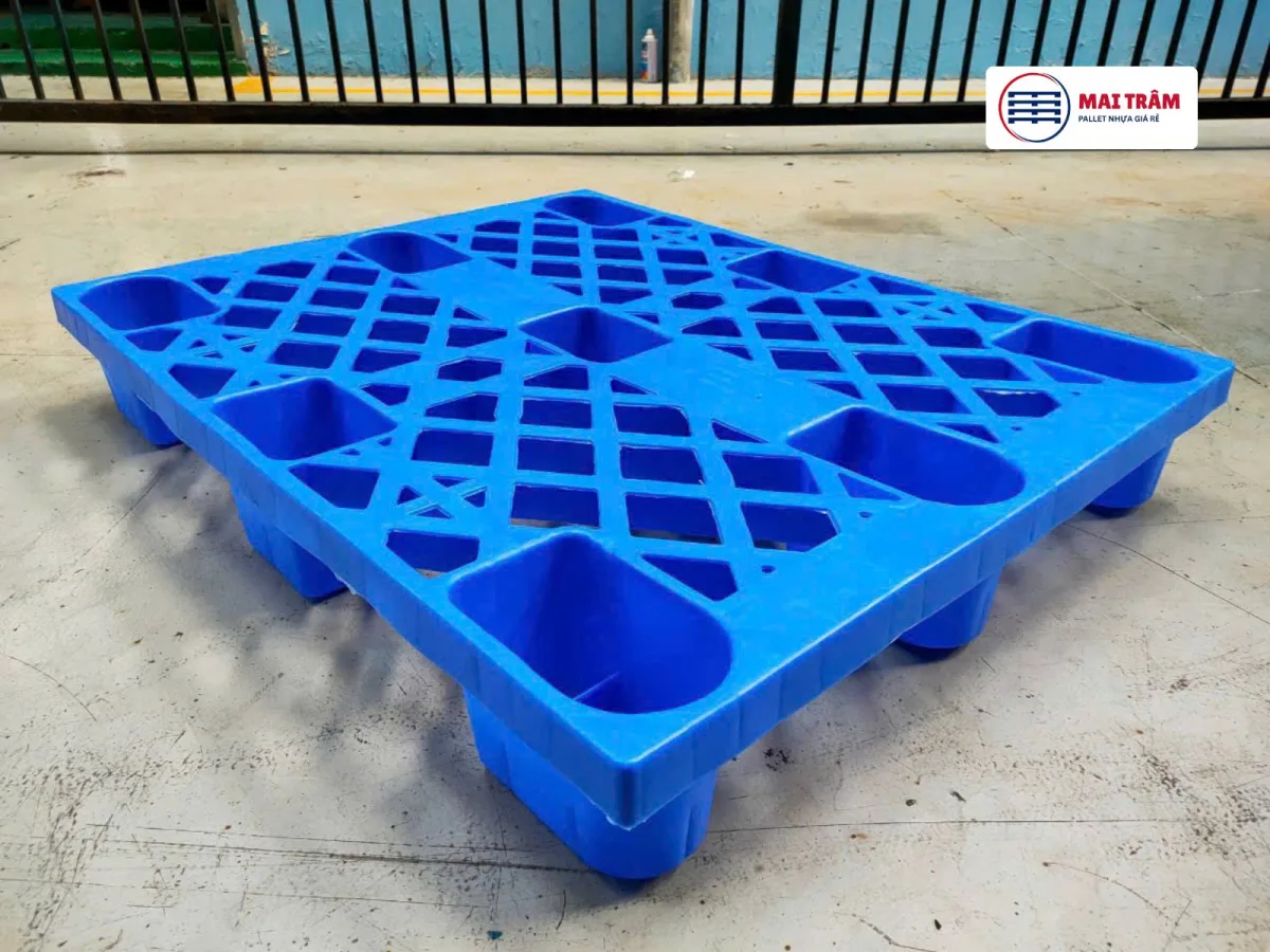 Pallet Nhựa Chân Cốc 800x1000x140mm HDPE Tái Sinh + Nguyên Sinh