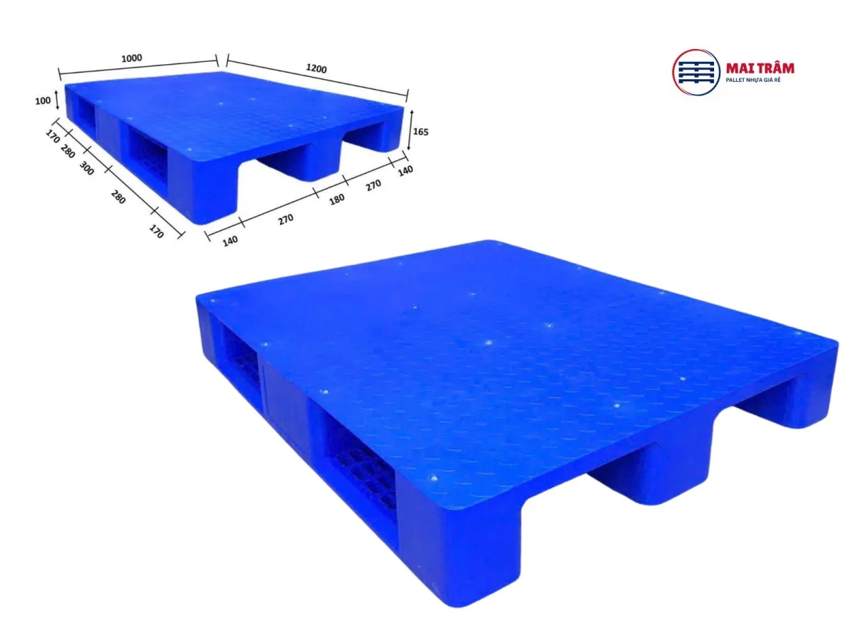 Pallet Nhựa Mặt Kín 1200x1000x165mm HDPE Tái Sinh + Nguyên Sinh