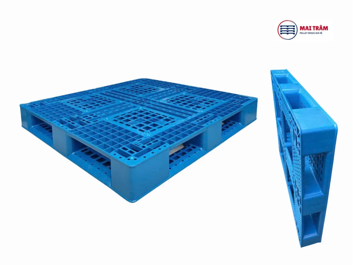 Pallet Nhựa Siêu Tải 1100x1200x150mm HDPE Tái Sinh + Nguyên Sinh