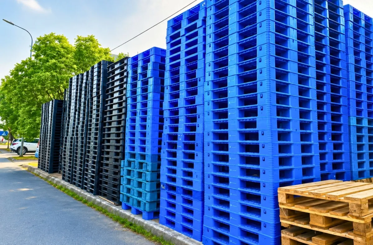 Kho hàng pallet nhựa hàng tại Mai Trâm Plastics