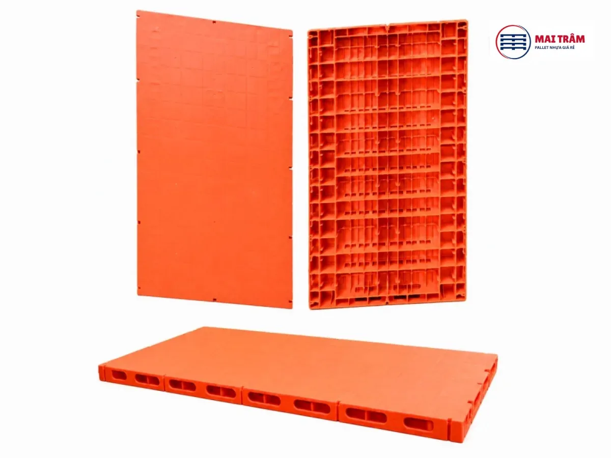 Pallet lót sàn sân khấu 500x1000x50mm cam HDPE nguyên sinh mới 100%