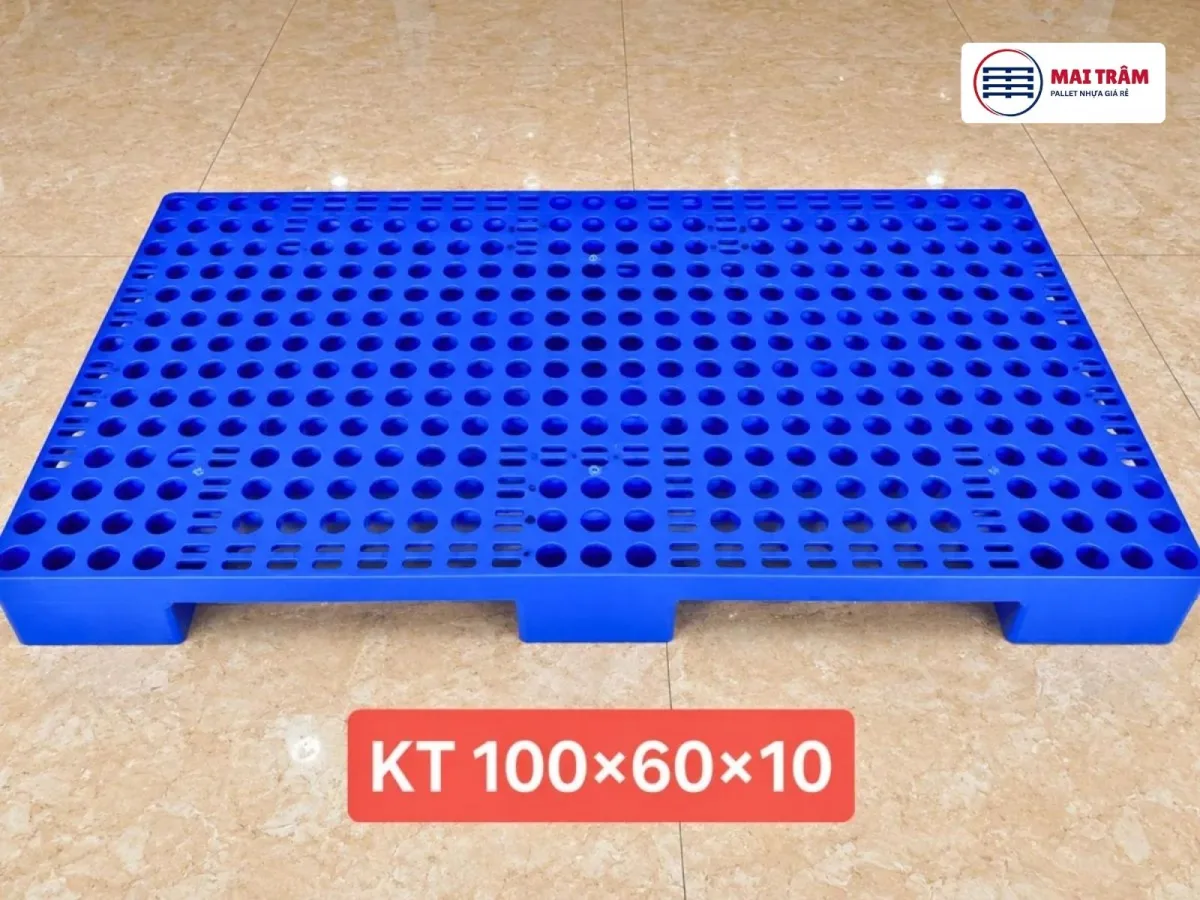 Pallet Nhựa 600x1000x100mm Xanh HDPE Nguyên Sinh là giải pháp tối ưu cho nhu cầu kê hàng hóa