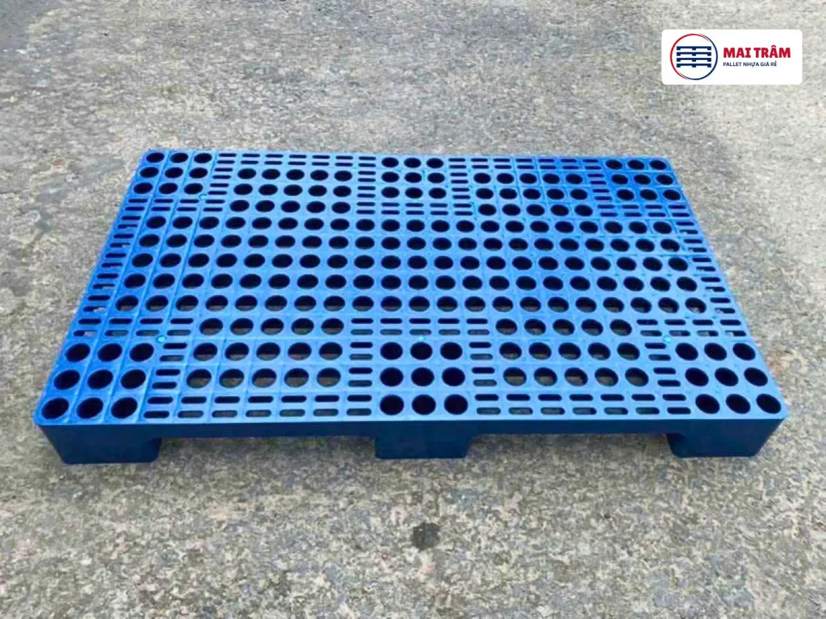 Pallet Nhựa 600x1000x100mm Xanh HDPE Tái Chế Mới 100%