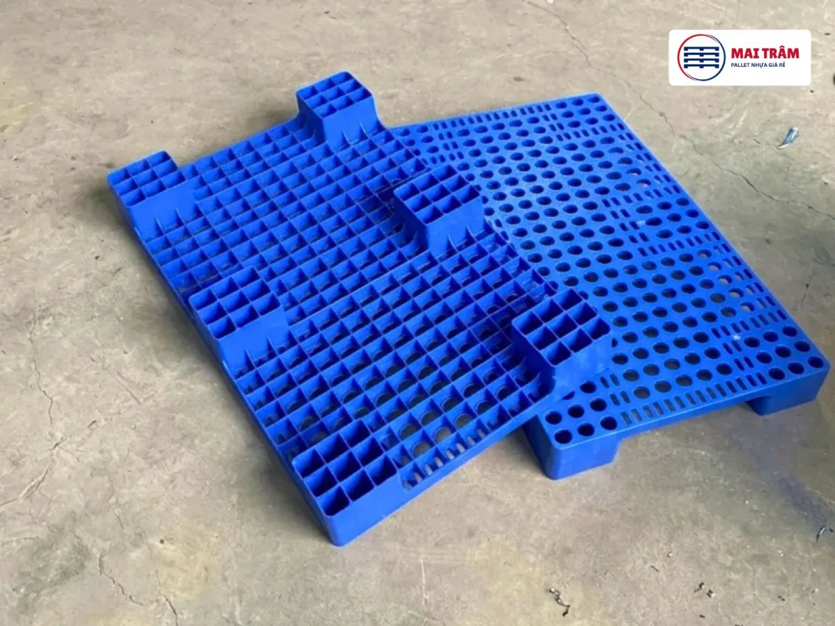 Pallet Nhựa 600x1000x100mm Xanh HDPE Tái Chế Loại 1 tại Mai Trâm Plastic