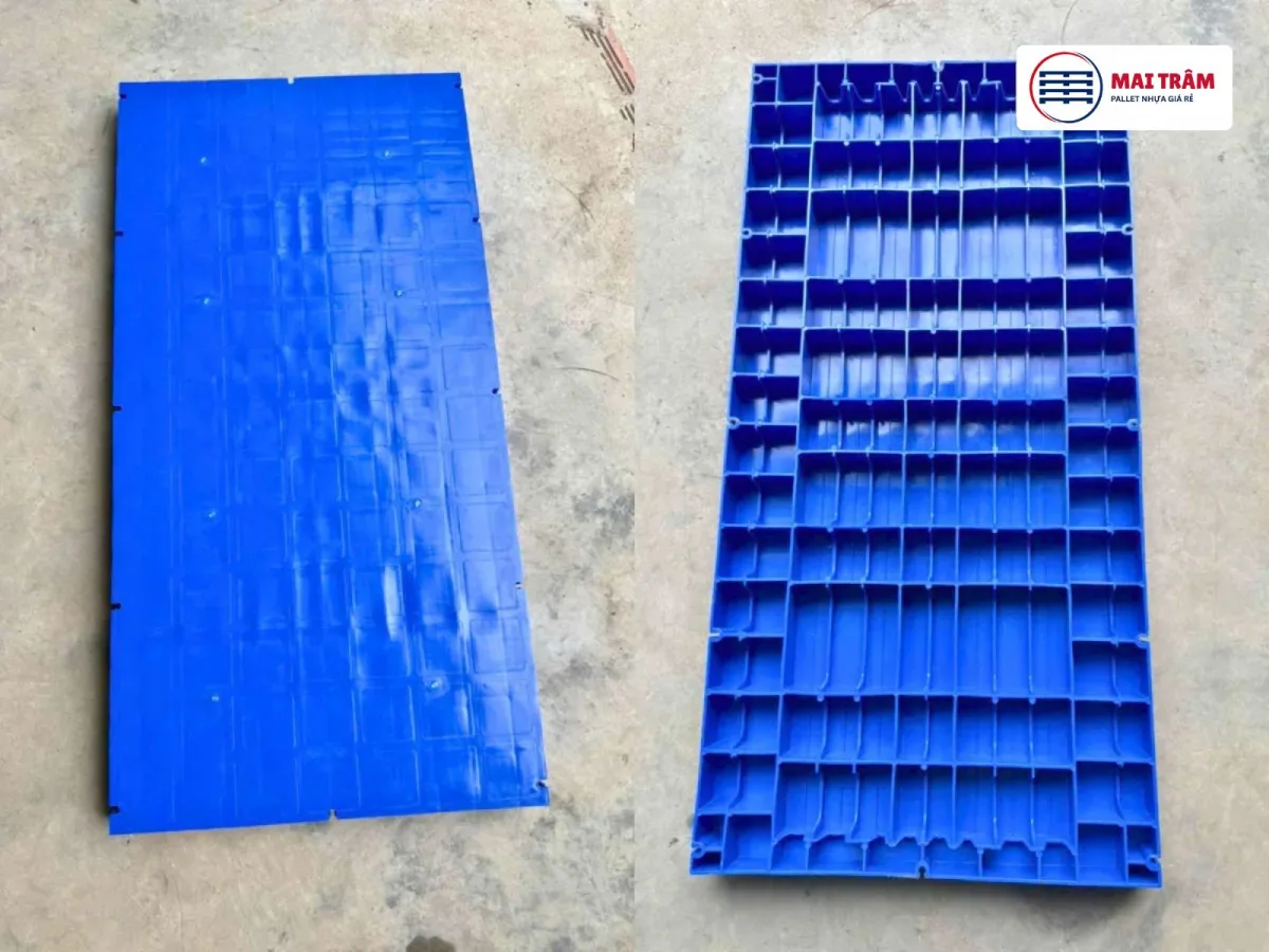 Pallet Nhựa 600x600x100mm Đen HDPE Tái Sinh mới 100%
