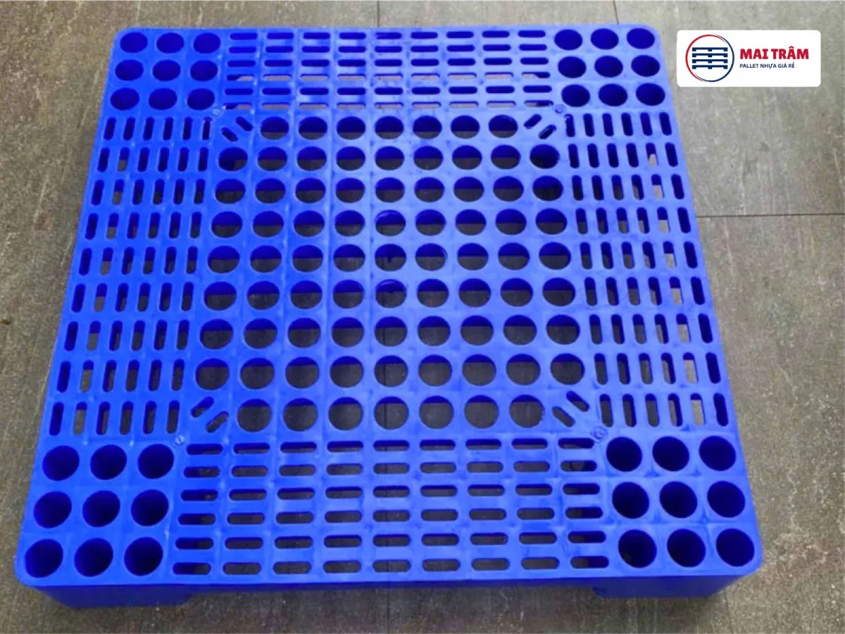 Pallet Nhựa 600x600x100mm HDPE Nguyên Sinh Xanh Dương