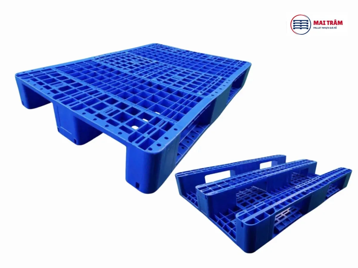 Pallet Nhựa 800x1200x155mm HDPE Tái Sinh + Nguyên Sinh Mới 100%