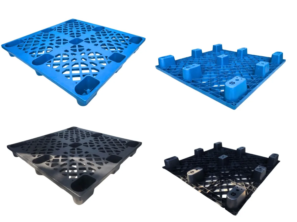 Pallet nhựa chân cốc 1200x1200x140mm HDPE màu xanh & đen