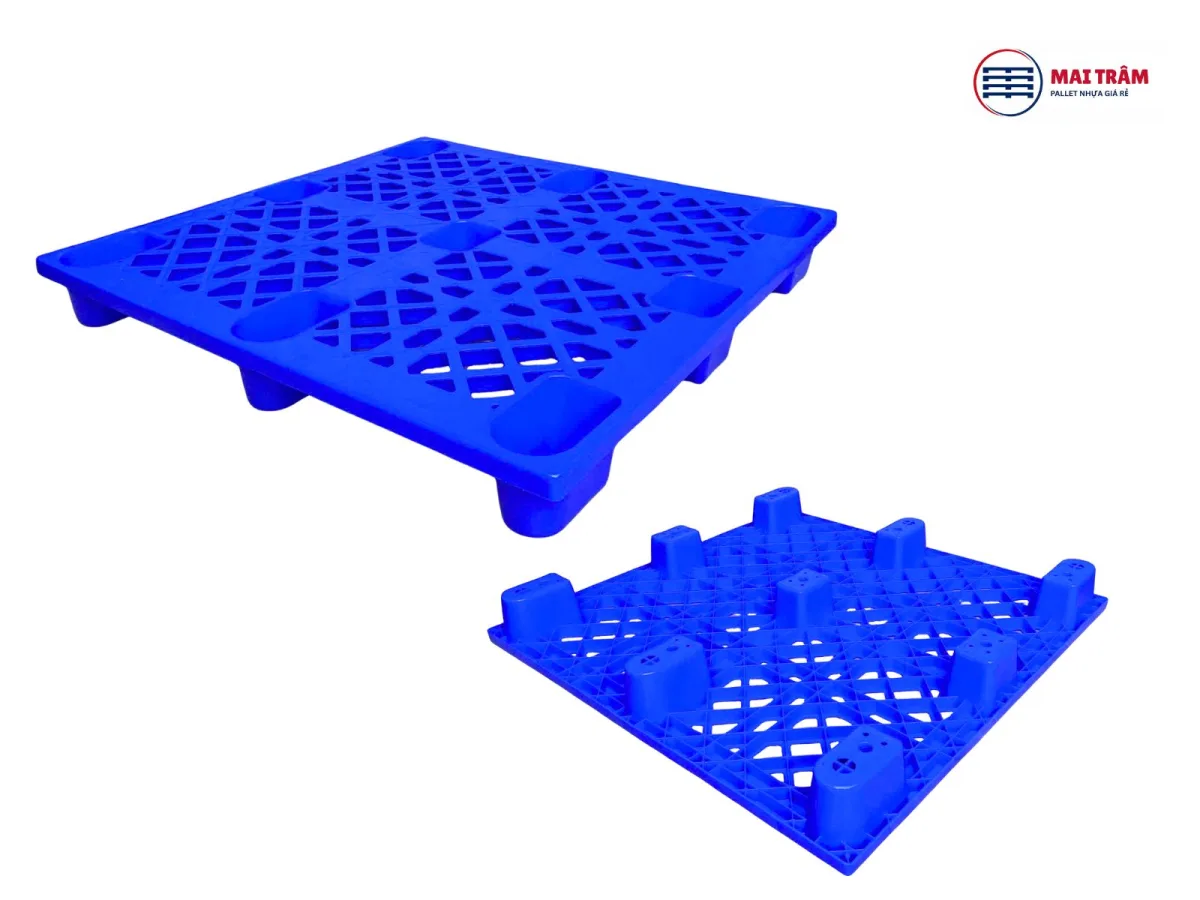 Pallet nhựa chân cốc 1200x1200x140mm HDPE tái sinh + nguyên sinh