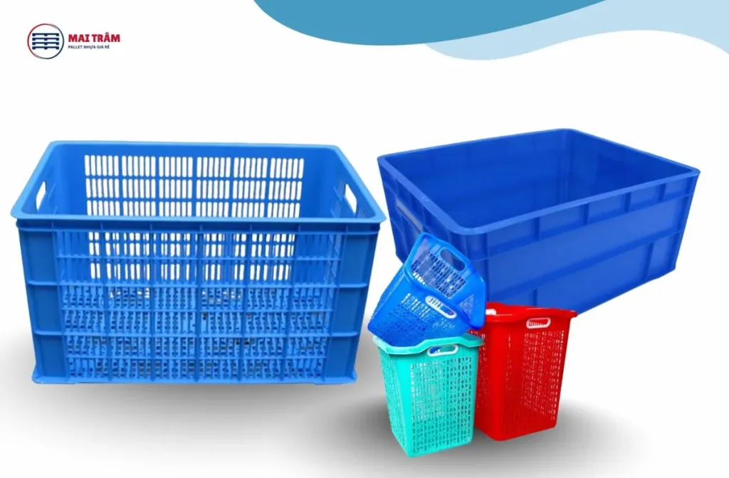 Sọt nhựa vuông lớn thương hiệu Mai Trâm Plastics sở hữu thiết kế vuông vắn tối ưu diện tích lưu kho