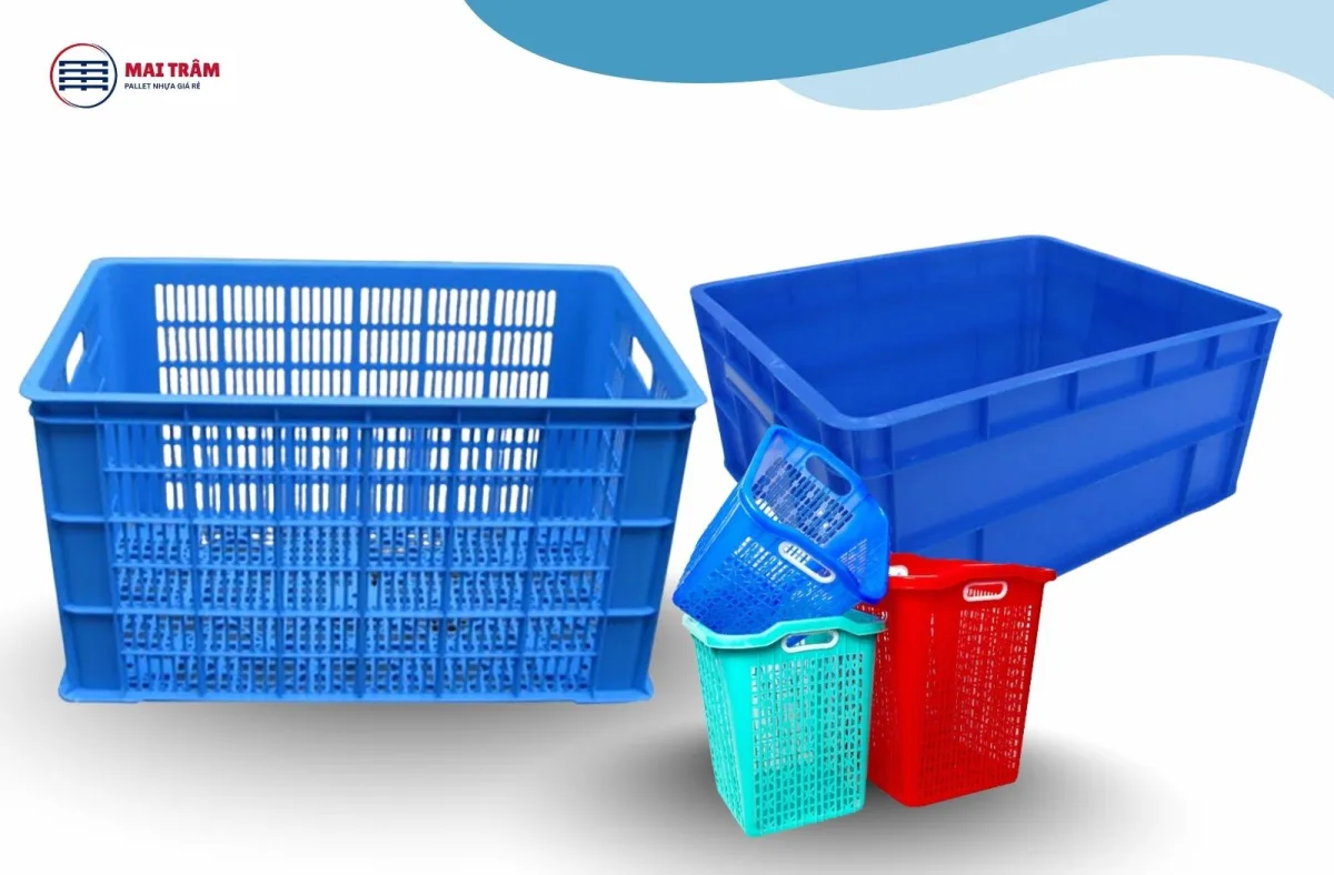 Sọt nhựa vuông lớn thương hiệu Mai Trâm Plastics sở hữu thiết kế vuông vắn tối ưu diện tích lưu kho