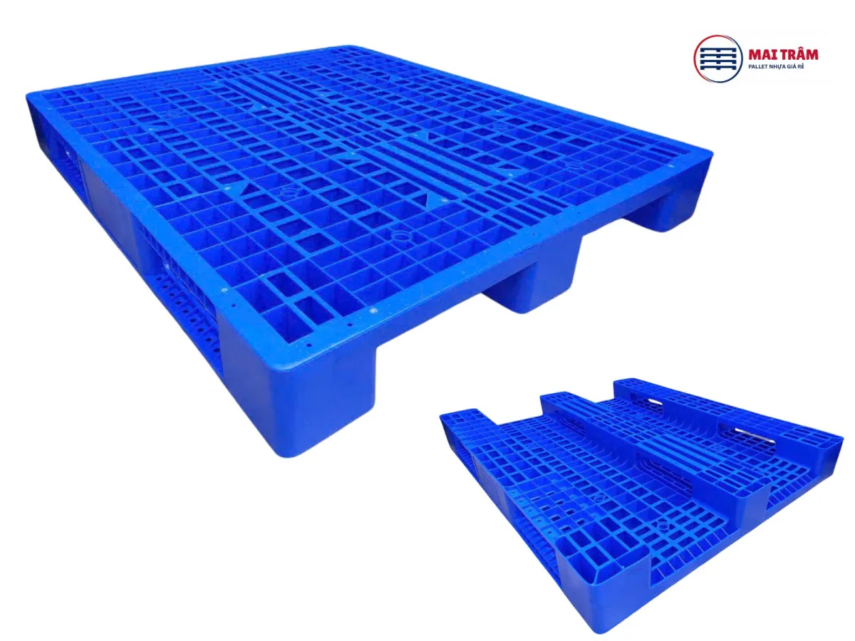 Pallet Nhựa 1200x1000x150mm HDPE Tái Sinh + Nguyên Sinh Mới 100% Chịu Tải 4000kg