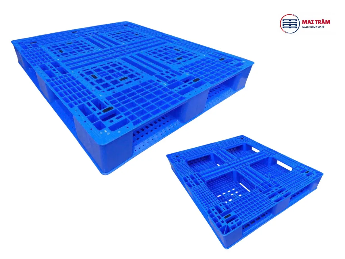 Pallet nhựa 1200x1000x155mm HDPE tái sinh + nguyên sinh được thiết kế với kết cấu chắc chắn