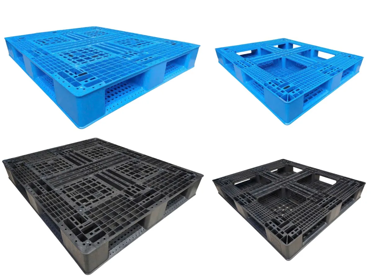 Pallet nhựa 1200x1000x155mm HDPE tái sinh + nguyên sinh xanh & đen