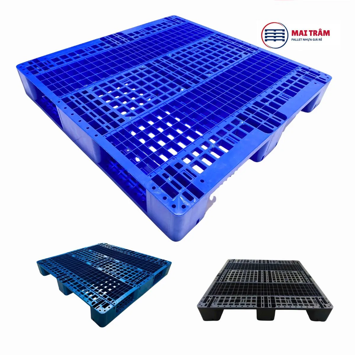 Pallet Nhựa 3 Chân Thẳng 1100x1100x150mm 2500kg