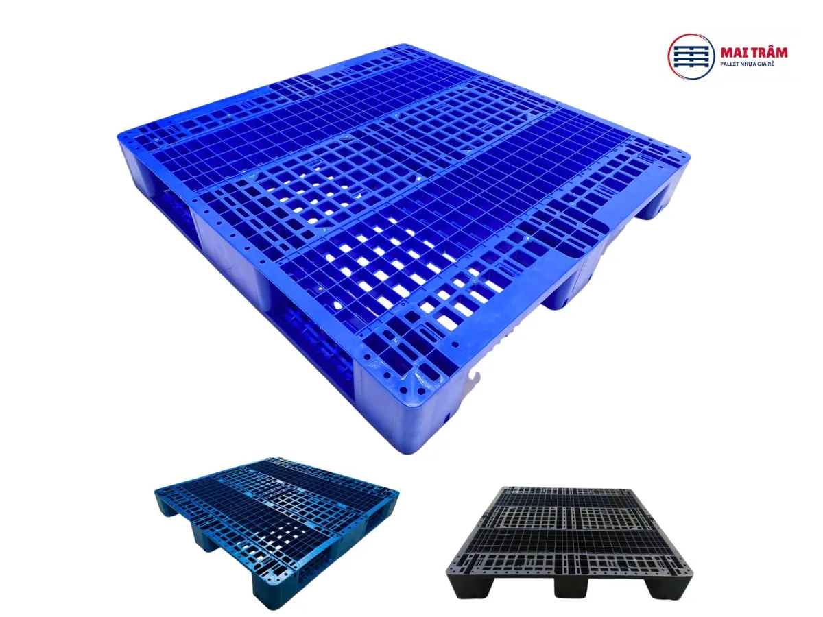 Pallet nhựa 3 chân thẳng 1100x1100x150mm 2500kg nặng 13kg
