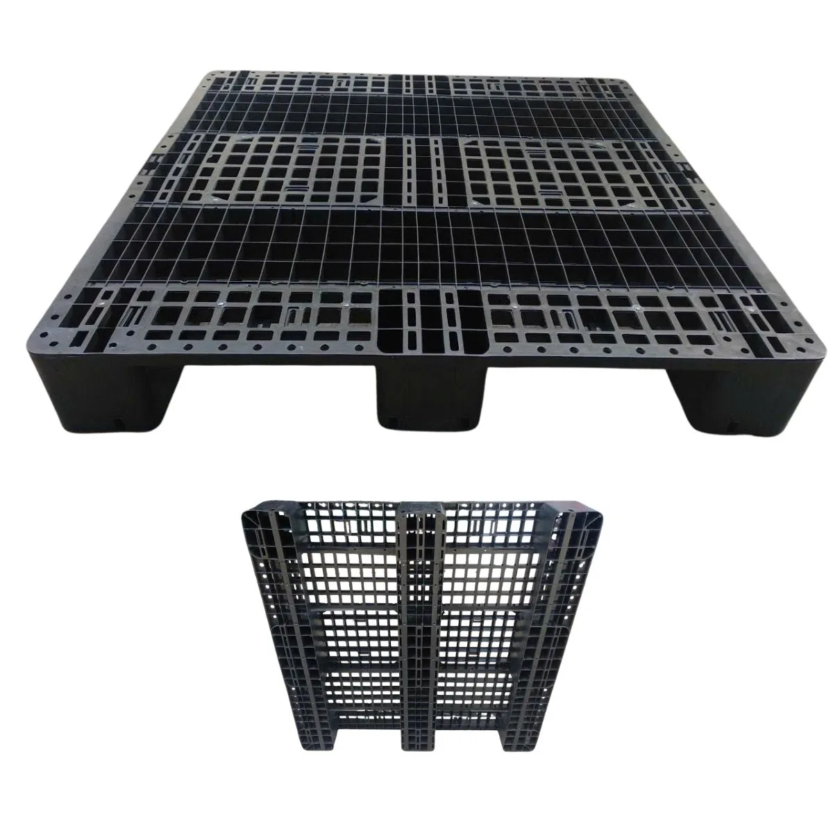 Pallet Nhựa 3 Chân Thẳng 1100x1100x150mm 2500kg đen