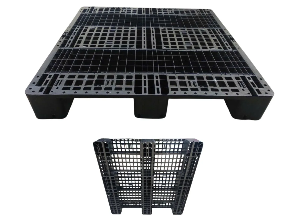 Pallet Nhựa 3 Chân Thẳng 1100x1100x150mm 2500kg đen