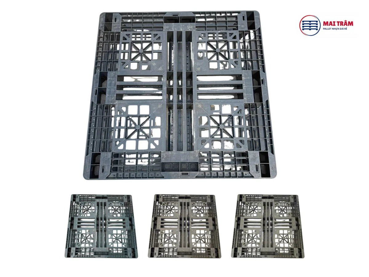 Pallet Nhựa Cũ 1000x1000x120mm Nhật Bản 90% – Chịu Tải 1000kg