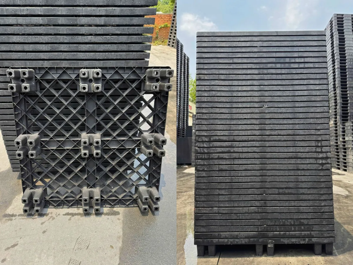 Kho Pallet Nhựa Cũ Mặt Lưới 1100x1100x140mm tại Mai Trâm Plastic