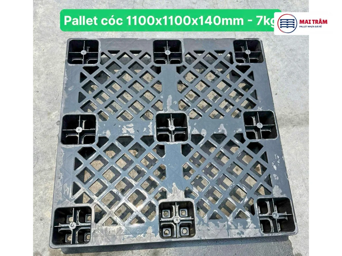 Pallet Nhựa Cũ Mặt Lưới 1100x1100x140mm 700kg tải kê 700kg