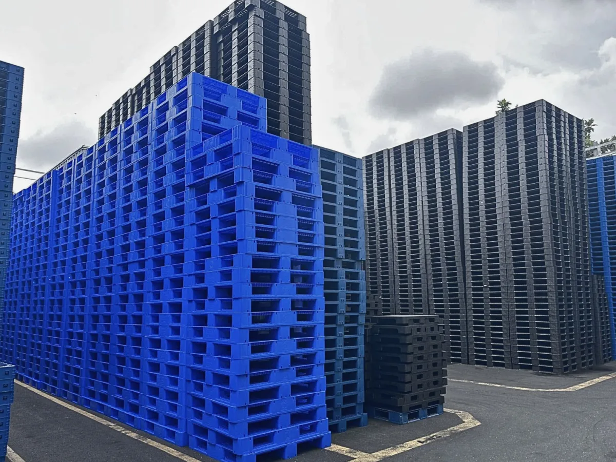 Kho hàng pallet nhựa cũ tại Mai Trâm Plastic