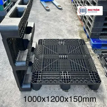 Pallet Nhựa Cũ 1200x1000x150mm HDPE 3000kg Màu Đen – Hàng Mới 90%