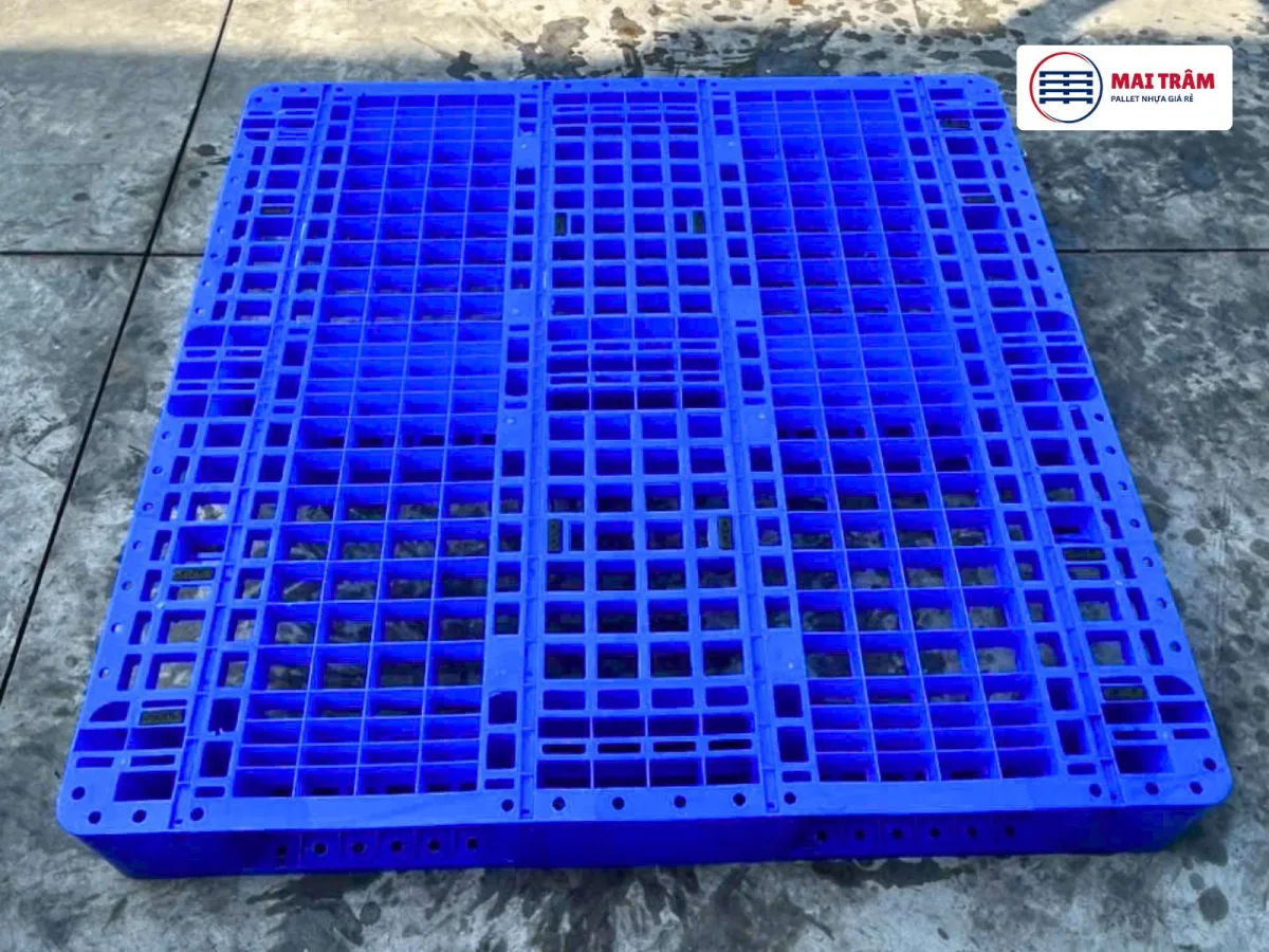 Pallet Nhựa Cũ 1200x1200x150mm 90% – Chịu Tải 3000kg, HDPE Nguyên Sinh