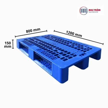 Pallet nhựa cũ 1200x800x150mm xanh