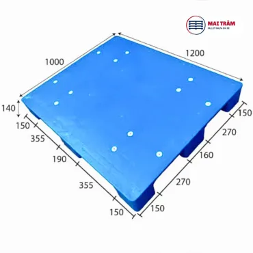 Pallet nhựa mặt kín 1200x1000x140mm HDPE tái sinh + nguyên sinh
