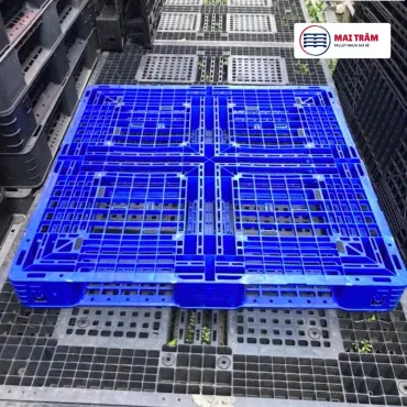 Pallet Nhựa Mặt Lưới 1050x1050x120mm Xanh