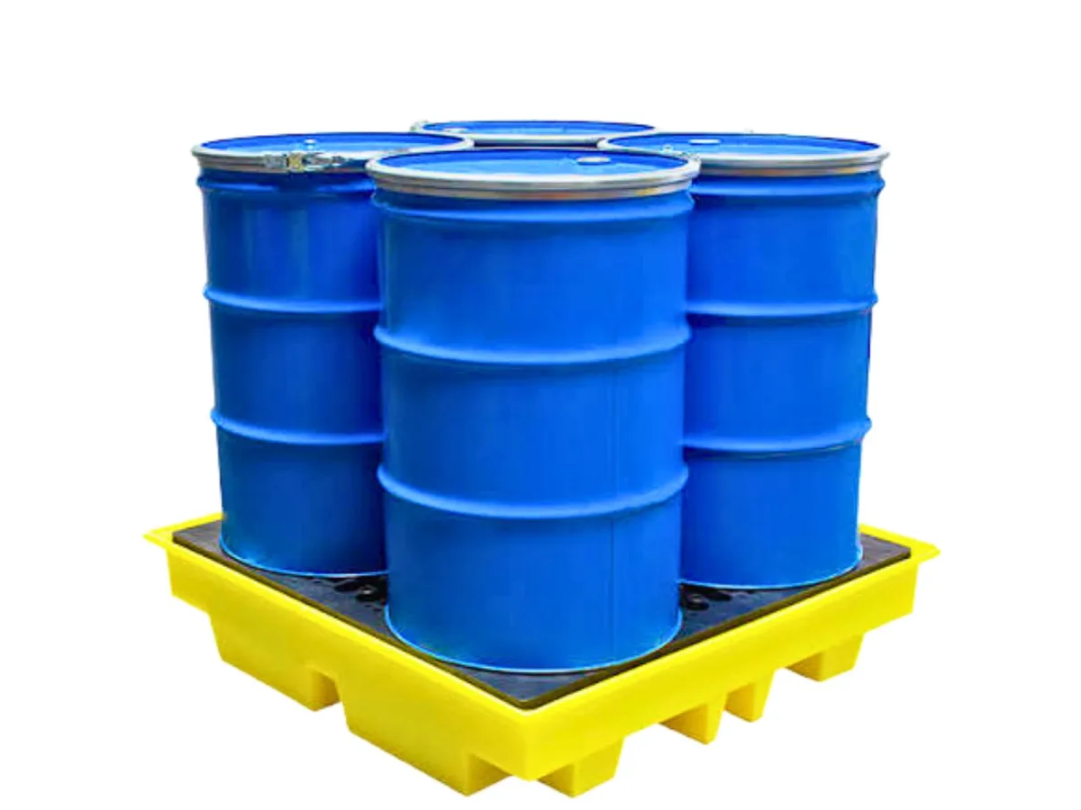 ứng dụng pallet nhựa chống tràn dầu 1300x1300x300mm 