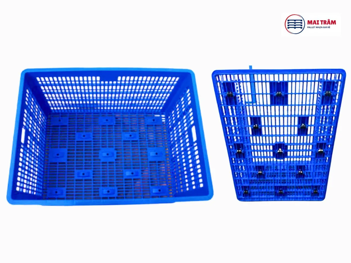 Sóng nhựa hở 26 bánh xe 1135x820x645mm HDPE nguyên sinh | Hàng mới 100%