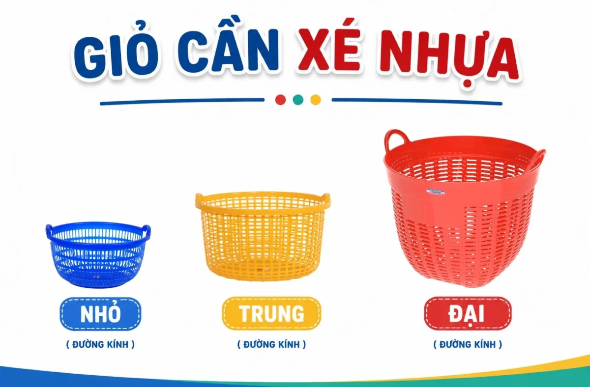 Giỏ cần xé nhựa: Đặc điểm, kích thước và ứng dụng tối ưu