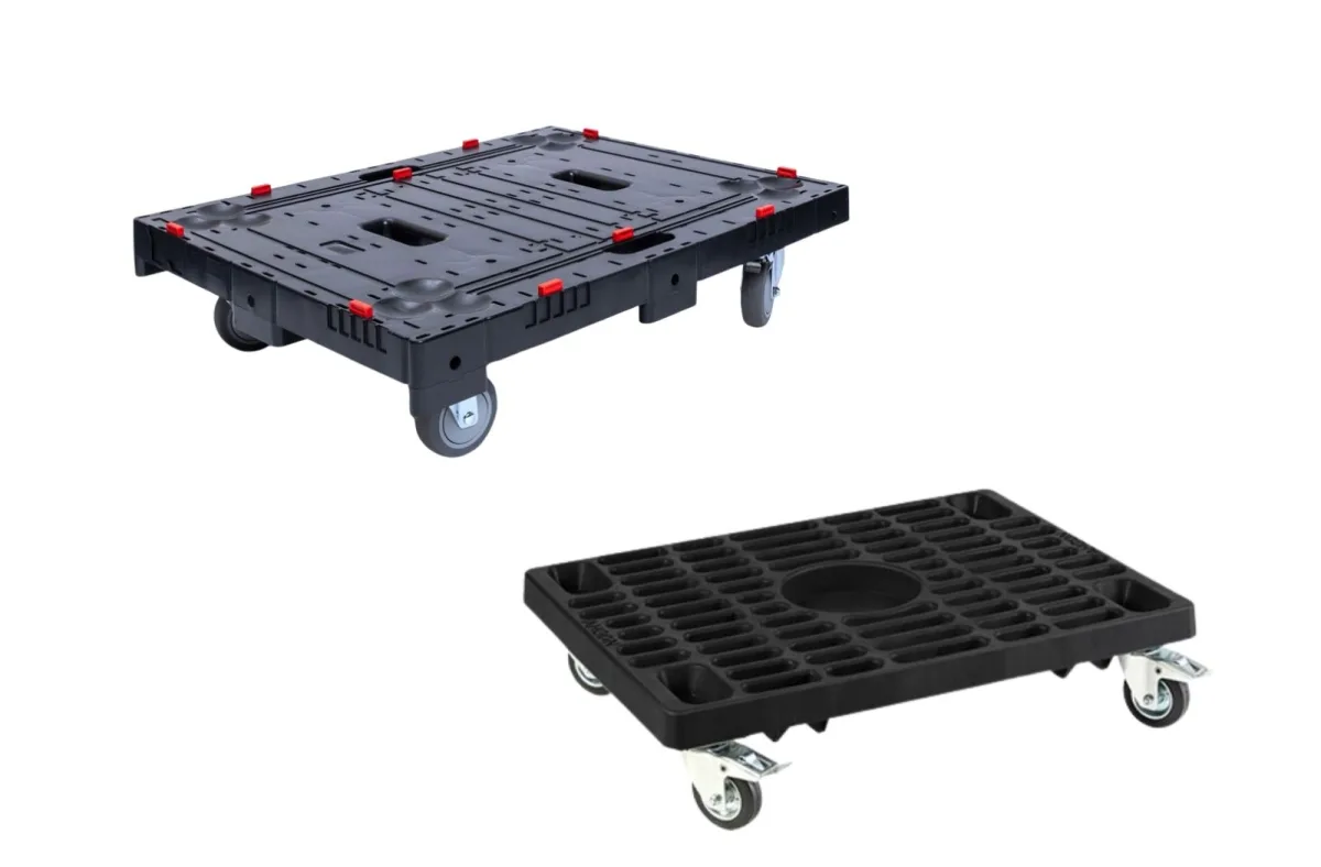 Pallet nhựa có bánh xe đa dạng về hình thức và màu sắc