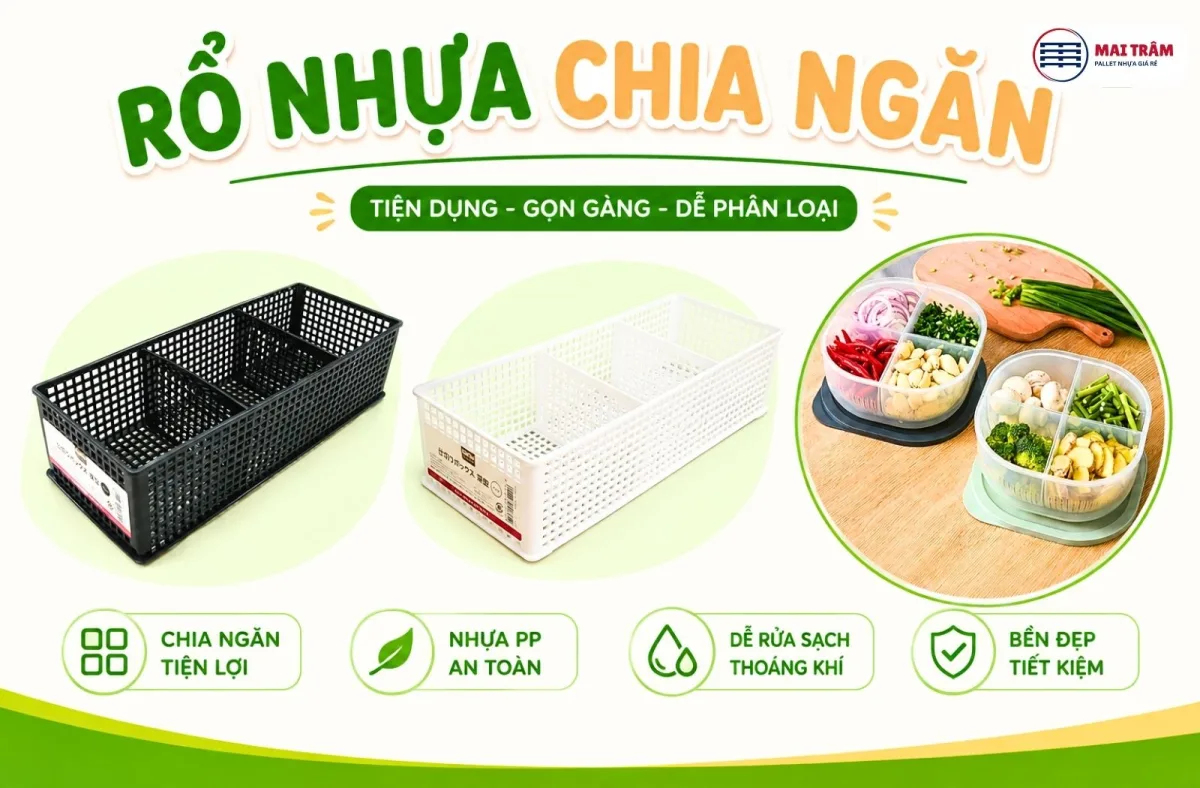 Rổ Nhựa Chia Ngăn Trong Tổ Chức Đồ Đạc Gọn Gàng