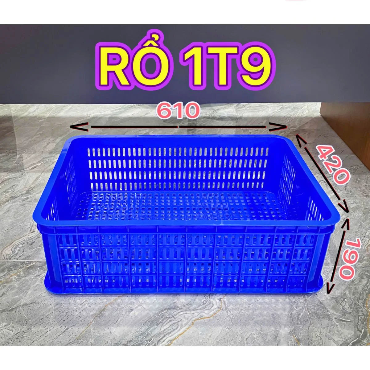 Sóng nhựa hở 610x420x190mm HDPE