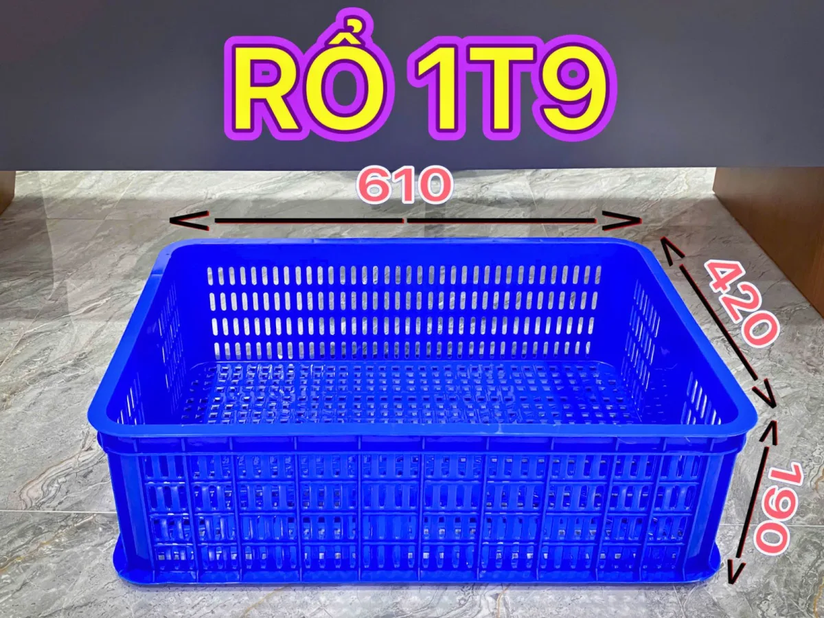 Kích thước sóng nhựa hở 610x420x190mm HDPE nguyên sinh