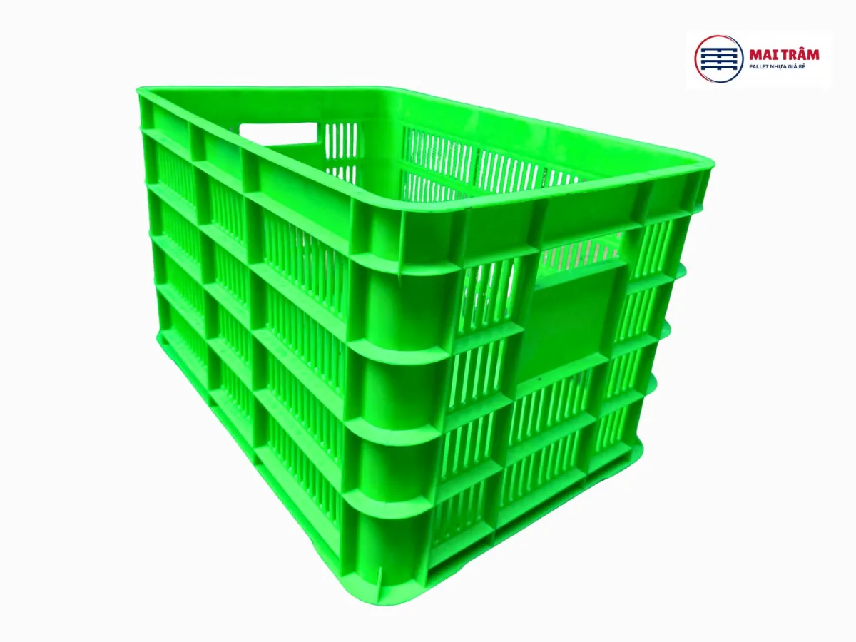 Sóng nhựa hở 610x420x390mm HDPE nguyên sinh | Hàng mới 100%