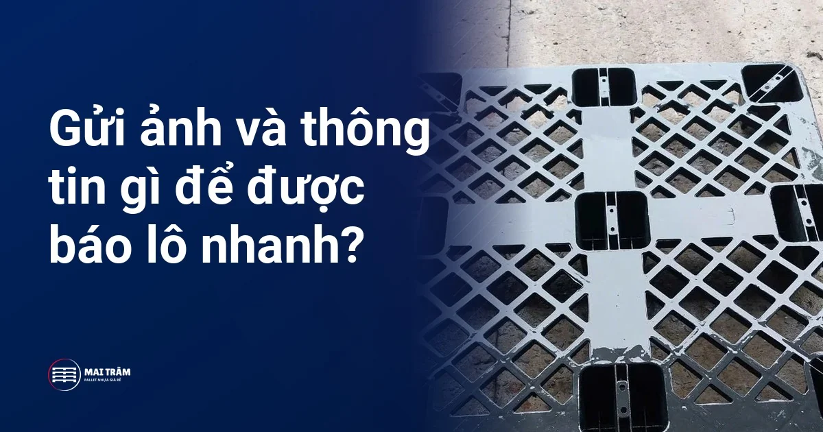 Mặt dưới pallet nhựa cũ chân rời, minh hoạ bước kiểm đếm tình trạng khi nhận hoặc trả